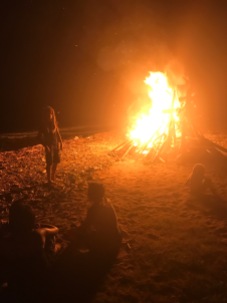 Night time bonfire at the beach